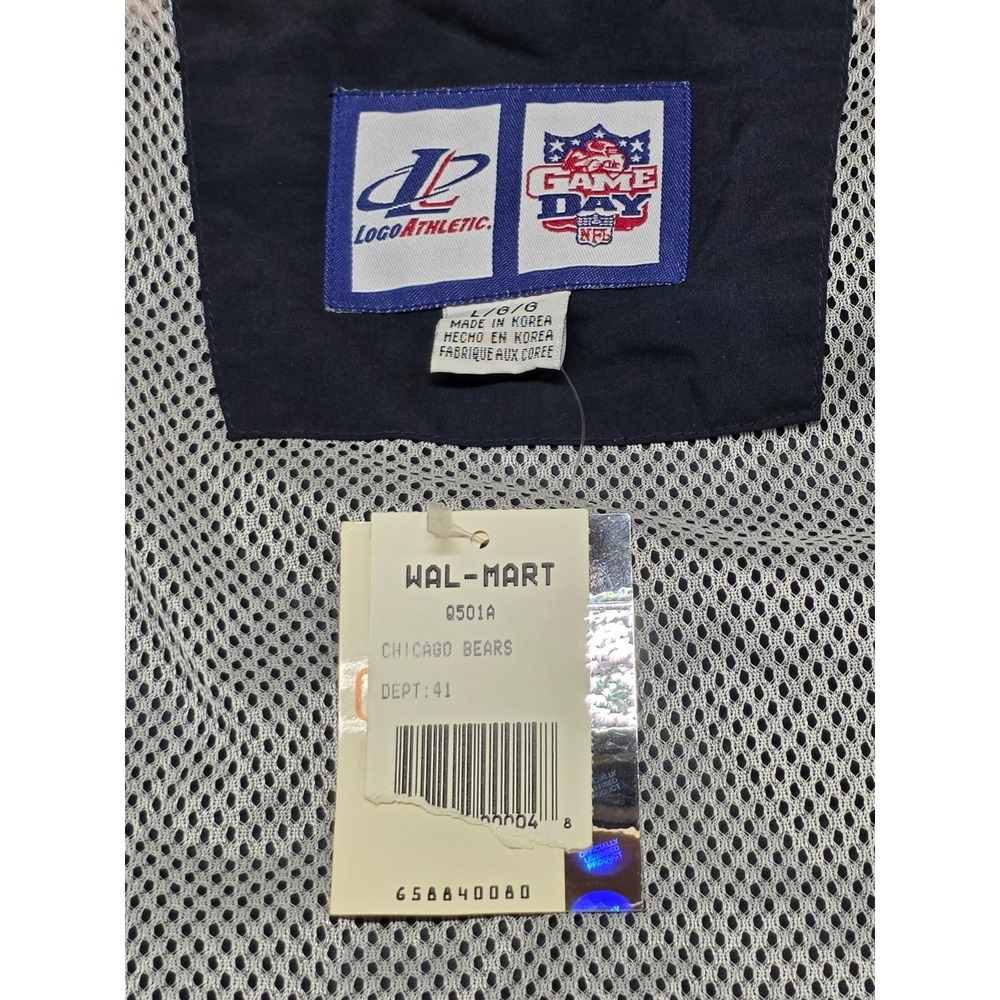Vintage Logo Athletic Chicago Bears NFL Windbreaker Jacket Navy Orange Mens L NW - Picture 9 of 13